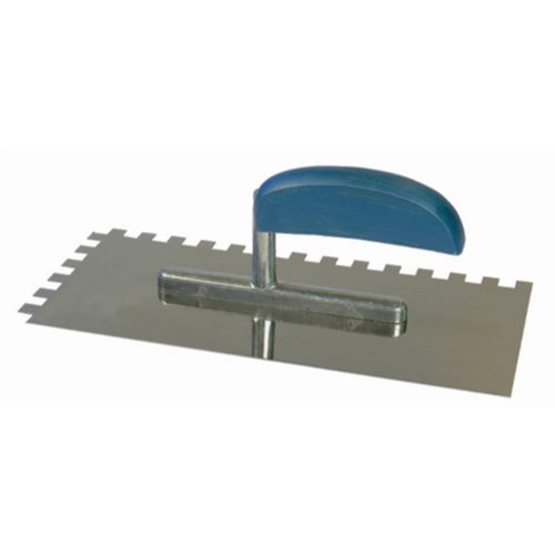 Bautool Rozsdamentes glettelő fogazott 6x6 mm kék fa nyéllel (inox)