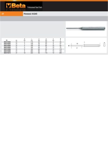 Beta 31 10 Hosszú kiütő 10mm