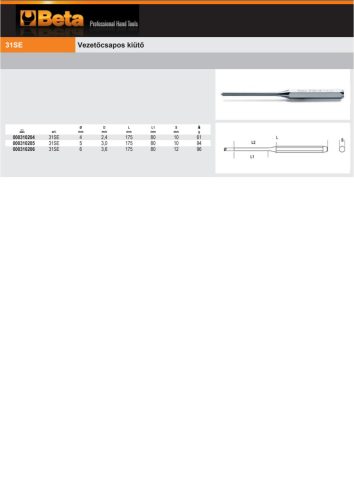 Beta 31SE 4 Vezetőcsapos kiütő 4mm
