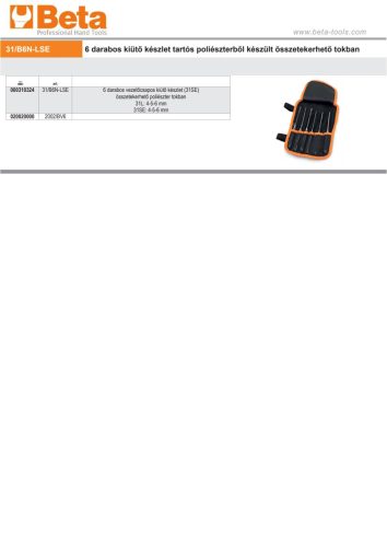Beta 31/B6N-LSE 6 darabos vezetőcsapos kiütő készlet összetekerhető poliészter tokban (2002/BV6)