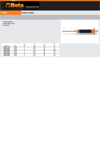 Beta 31BM 2 Kiütő nyéllel 2mm