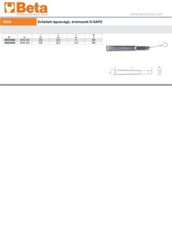 Beta 35HS Erősített laposvágó, krómozott H-SAFE 250mm