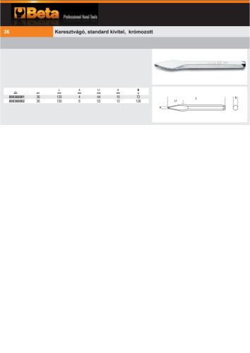 Beta 36 150 Keresztvágó, standard kivitel, krómozott 150mm