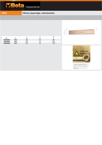 Beta 39BA 230 Vékony laposvágó, szikramentes 230mm