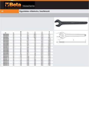 Beta 53 Egyoldalas villáskulcs, foszfátozott 55mm