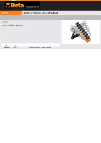 Beta 55/SP7 7 darabos villáskulcs készlet tartóval