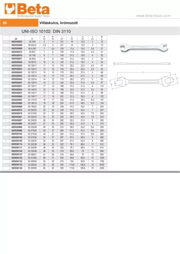 Beta 55 Villáskulcs, krómozott 6x7mm