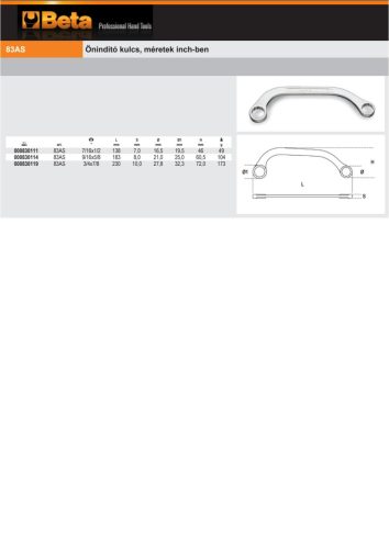 Beta 83AS Önindító kulcs, krómozott, az önindító csavarjainál használható 7/16x1/2"