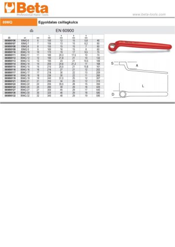 Beta 89MQ Szigetelt egyoldalas csillagkulcs 21mm