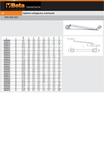 Beta 90 Hajlított csillagkulcs, krómozott 46x50mm