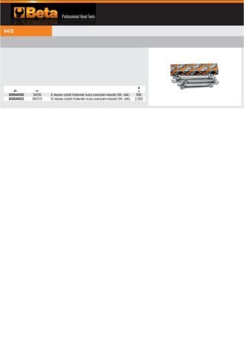 Beta 94/S 10 részes nyitott hollander kulcs szerszám készlet (94)