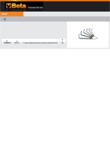 Beta 96/ST6 6 részes hajlított imbuszkulcs szerszám készlet (96)
