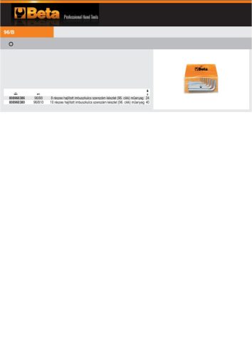 Beta 96/B8 8 részes hajlított imbuszkulcs szerszám készlet (96) műanyag dobozban