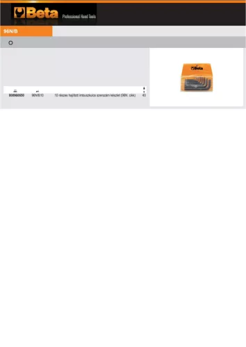 Beta 96N/B10 10 részes hajlított imbuszkulcs szerszám készlet (96N) tasakban