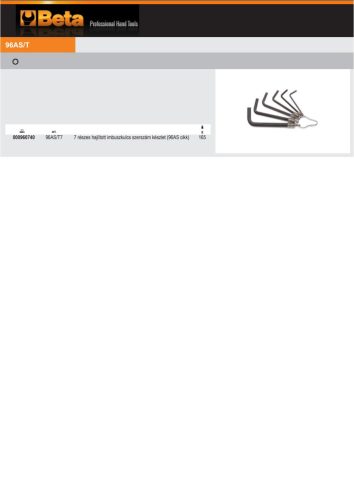 Beta 96AS/T7 7 részes hajlított imbuszkulcs szerszám készlet (96AS)
