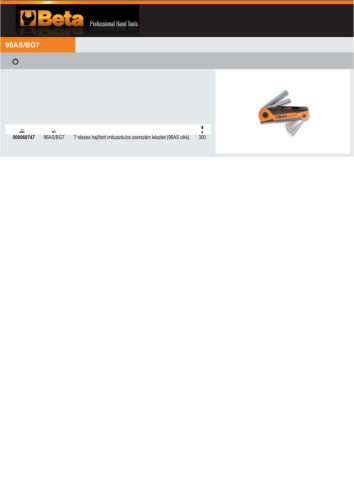 Beta 96AS/BG7 7 részes hajlított imbuszkulcs szerszám készlet