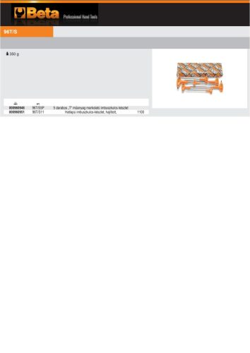 Beta 96T/S5P 5 darabos hatlapfejű hajlított külső kulcs markolattal (96T)