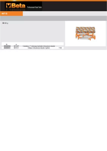 Beta 96T/S11 darabos hatlapfejű hajlított külső kulcs markolattal (96T)