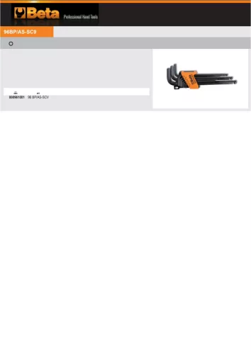 Beta 96BP-AS/SCV Tartó a Hajlított gömbfejű imbuszkulcshoz ÜRES