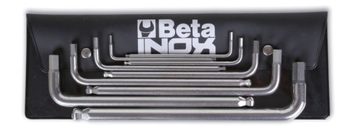 Beta 96BPINOX/B9 6 darabos hatlapfejű hajlított belső kulcs rozsdamentes acélból, tasakban