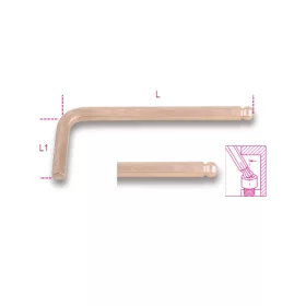   Beta 96BA/BP Hajlított gömbfejű imbuszkulcs, szikramentes 1,5mm