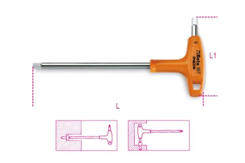 Beta 96T INOX T-szárú imbuszkulcs markolattal, nemesacélból 2.5mm