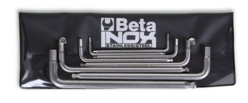 Beta 96BPINOX-AS/B8 8 darabos hatlapfejű hajlított belső kulcs gömbös szélekkel, rozsdamentes acélból, tasakban