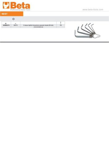 Beta 96/ST6 6 részes hajlított imbuszkulcs szerszám készlet