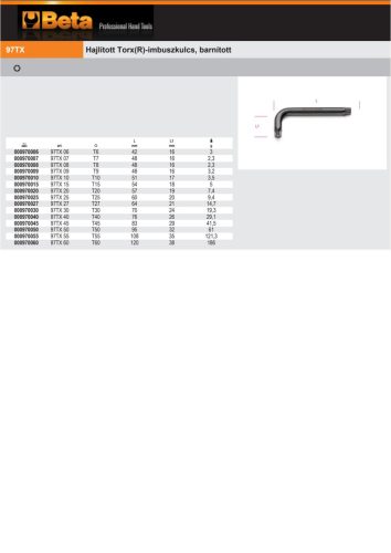 Beta 97Tx Hajlított Torx® imbuszkulcs, barnított T15