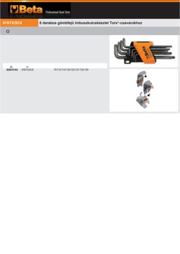 Beta 97BTx/SC8 8 darabos gömbfejű imbuszkulcskészlet Torx®-csavarokhoz