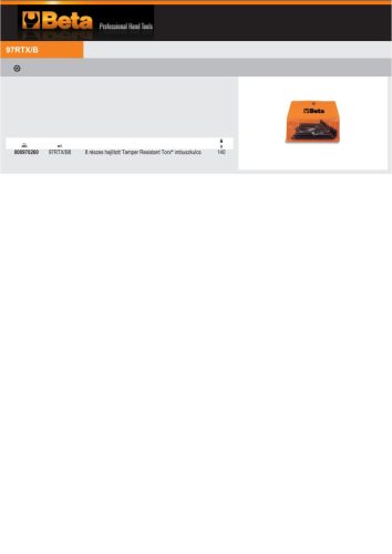 Beta 97RTx/B8 8 részes hajlított Tamper Resistant Torx® imbuszkulcs szerszám készlet műanyag dobozban