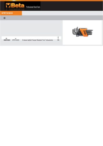 Beta 97RTx/SC8 8 részes hajlított Tamper Resistant Torx® imbuszkulcs szerszám készlet tartóval