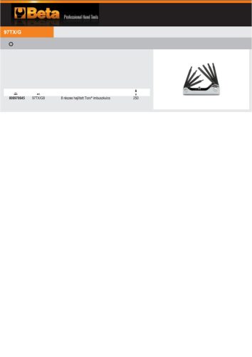 Beta 97Tx/G8 8 részes hajlított Torx® imbuszkulcs szerszám készlet