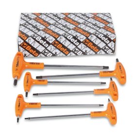   Beta 97TTx/S6 T-szárú Torx®-imbuszkulcs készlet,  műanyag markolattal, krómozott,  fekete hegyek