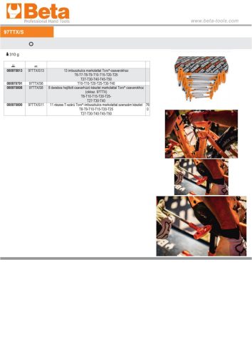 Beta 97TTx/S 8 darabos hajlított csavarhúzó készlet markolattal Torx® csavarokhoz