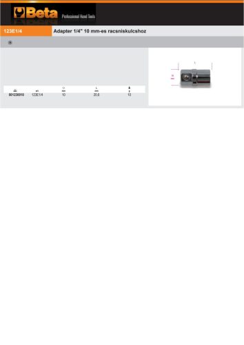 Beta 123E1/4 Adapter 10 mm-es racsniskulcshoz 1/4"-os bitbefogáshoz