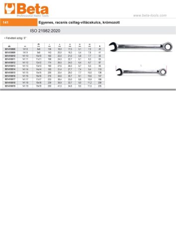 Beta 141/15 EGYENES, RÖVID CSILLAG-VILLÁSKULCS RACSNIVAL 15mm
