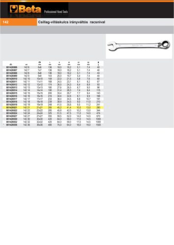 Beta 142 Csillag-villáskulcs irányváltós racsnival 6mm
