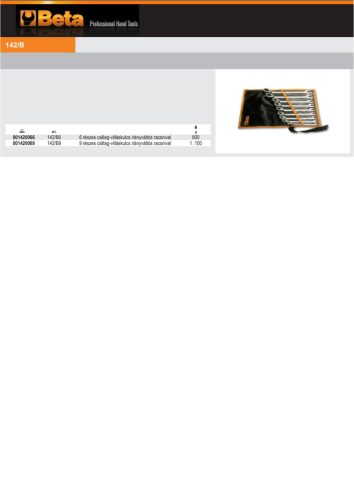Beta 142/B 9 részes irányváltós racsnis csillag-villáskulcs készlet összetekerhető tokban