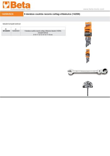Beta 142SN/SC9 9 darabos csuklós racsnis csillag-villáskulcs készlet (142SN) kompakt tartóval