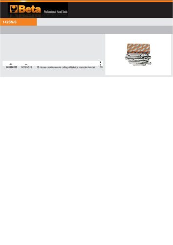 Beta 142SN/S13  13 részes csuklós racsnis csillag-villáskulcs szerszám készlet (142SN)