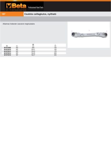 Beta 187 Csuklós csillagkulcs, nyítható 14x15mm