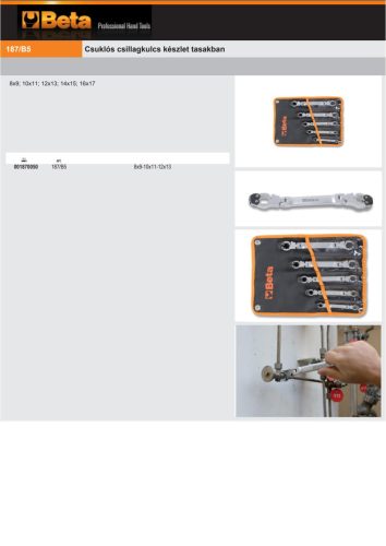 Beta 187/B5 ​5 részes csuklós csillagkulcs készlet tasakban