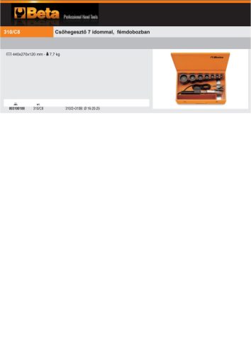 Beta 310/C8 Csőhegesztő 7 idommal, fémdobozban