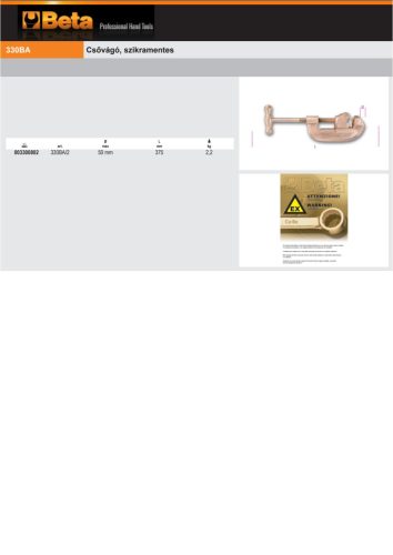 Beta 330BA /2 Csővágó, szikramentes