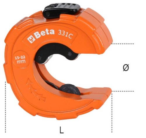 Beta 331C Hordozható C-formájú csővágó réz- és könnyűfém csövekhez  szűk helyen való munkavégzéshez 15-22mm