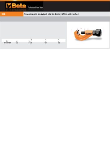 Beta 336 Teleszkópos csővágó réz és könnyűfém csövekhez 6-38mm