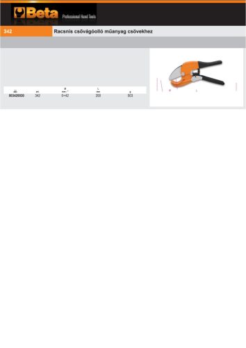 Beta 342 Racsnis csővágóolló műanyag csövekhez