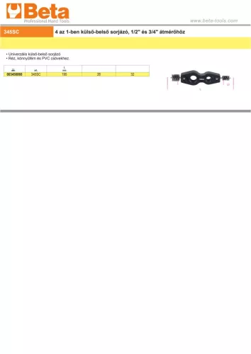 Beta 345SC Külső-belső sorjázó, 4 az 1-ben 1/2" és 3/4" átmérőhöz