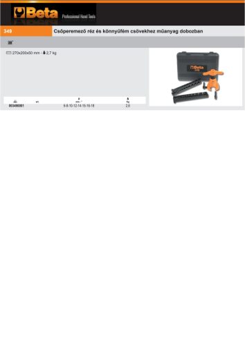 Beta 349 Csőperemező réz és könnyűfém csövekhez műanyag dobozban